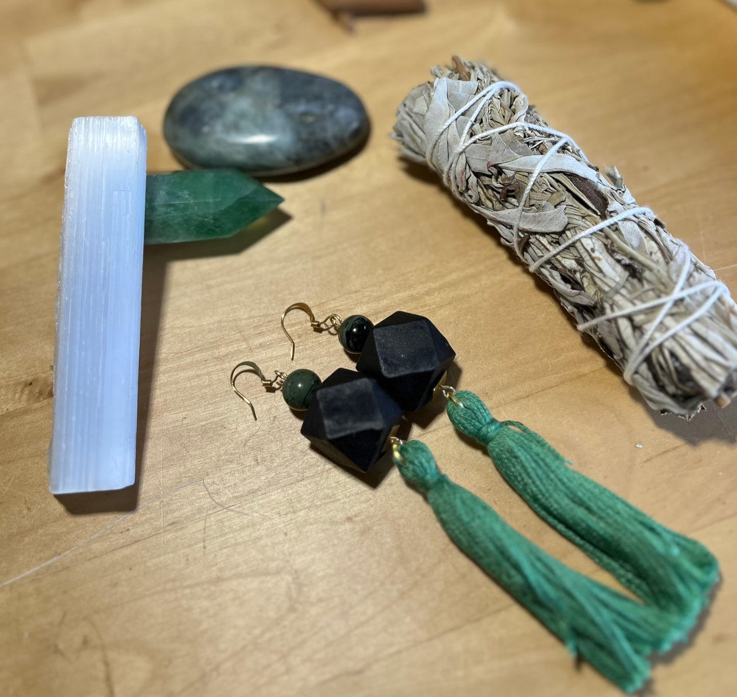 Kabamba Jasper and Jade Tassel Earrings
