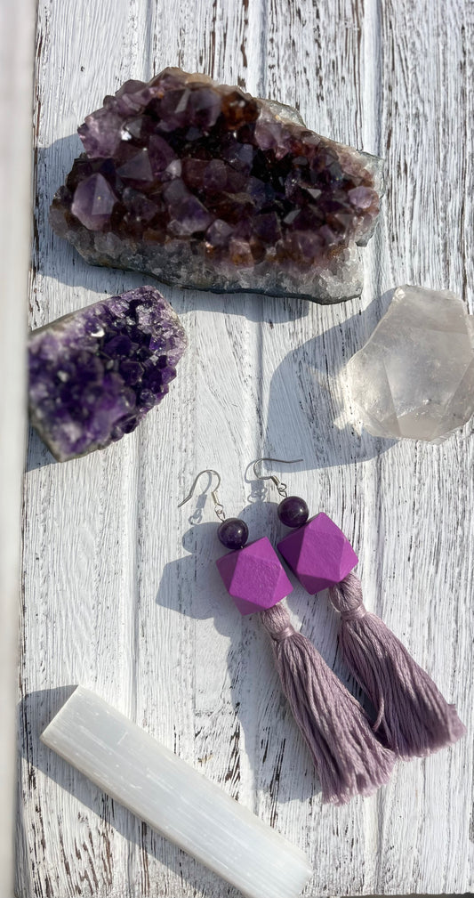 Amethyst & Antique Violet Tassel Earrings