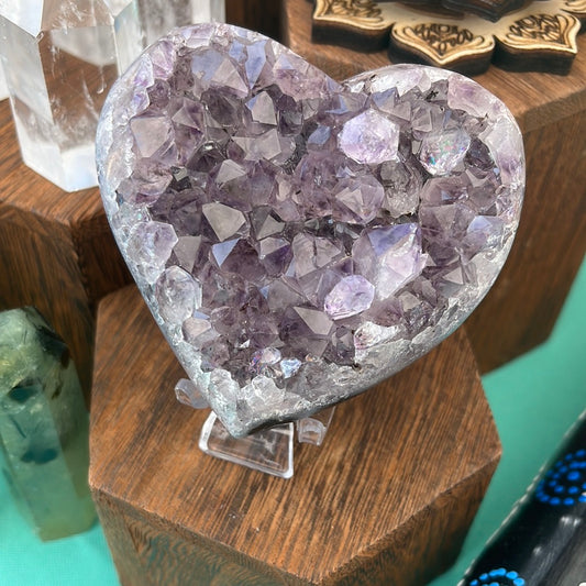 Amethyst Geode Carved Heart