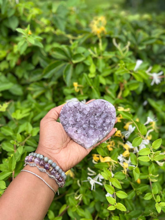 Amethyst Geode Carved Heart